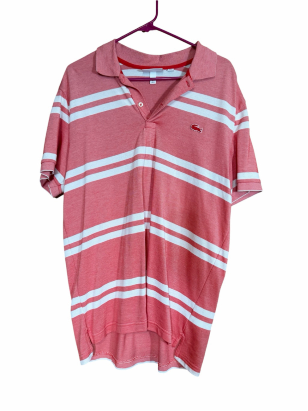 Men's Lacoste Red & White Striped Regular Fit Polo Shirt XL
